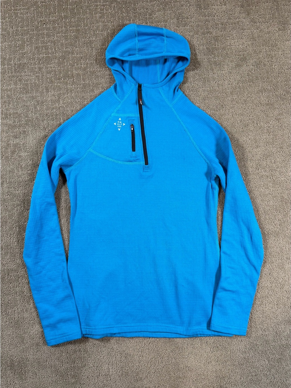 NW Alpine Black Spider Hoody Fleece Womens Medium in Columbia Blue Outdoor